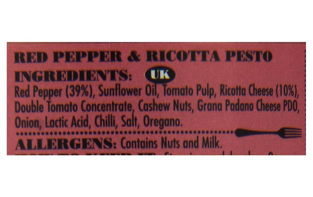 Jamie Oliver Red Pepper & Ricotta Pesto   Glass Jar  190 grams